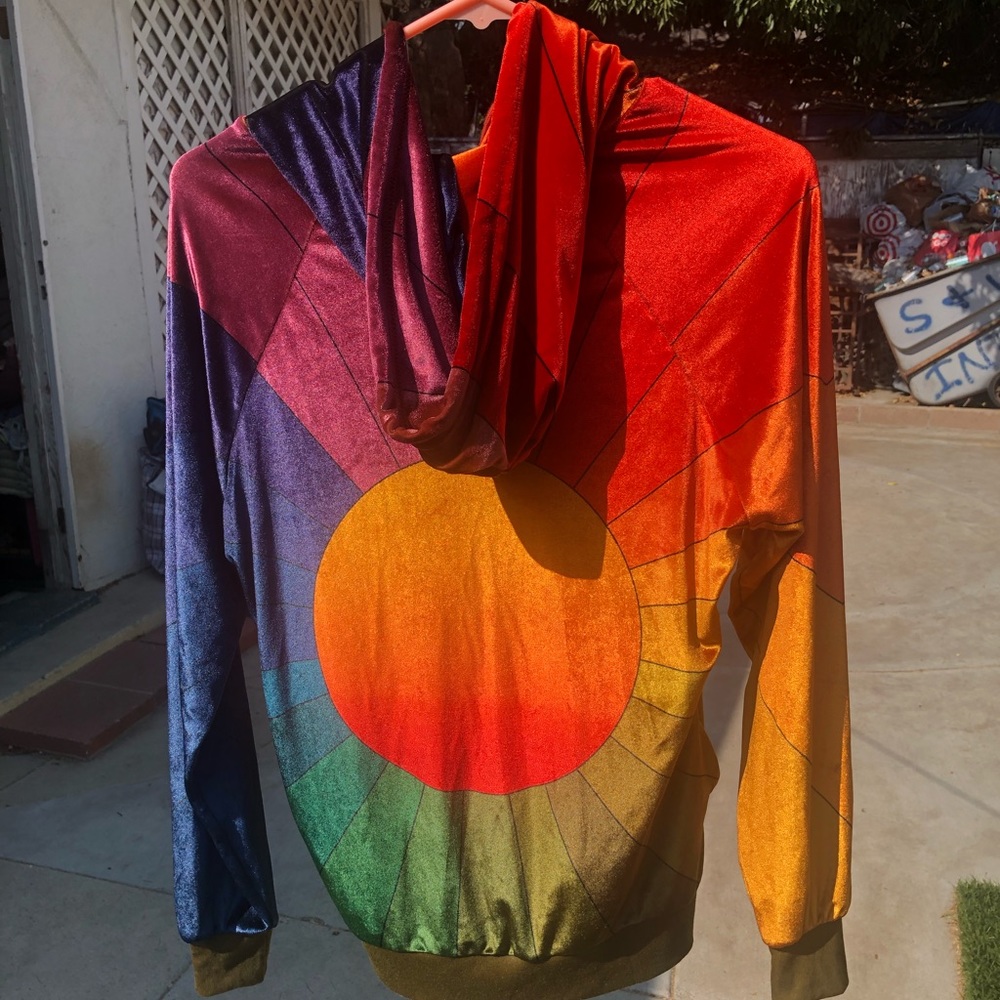 Aviator Nation Galaxy Rainbow Sunburst Velvet Zip Hoodie rare